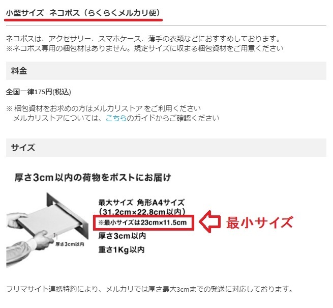 メルカリ便の最小サイズ: やってみたけどわからんの